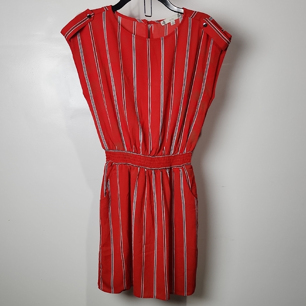 Iris Red Mini Dress with White Stripes